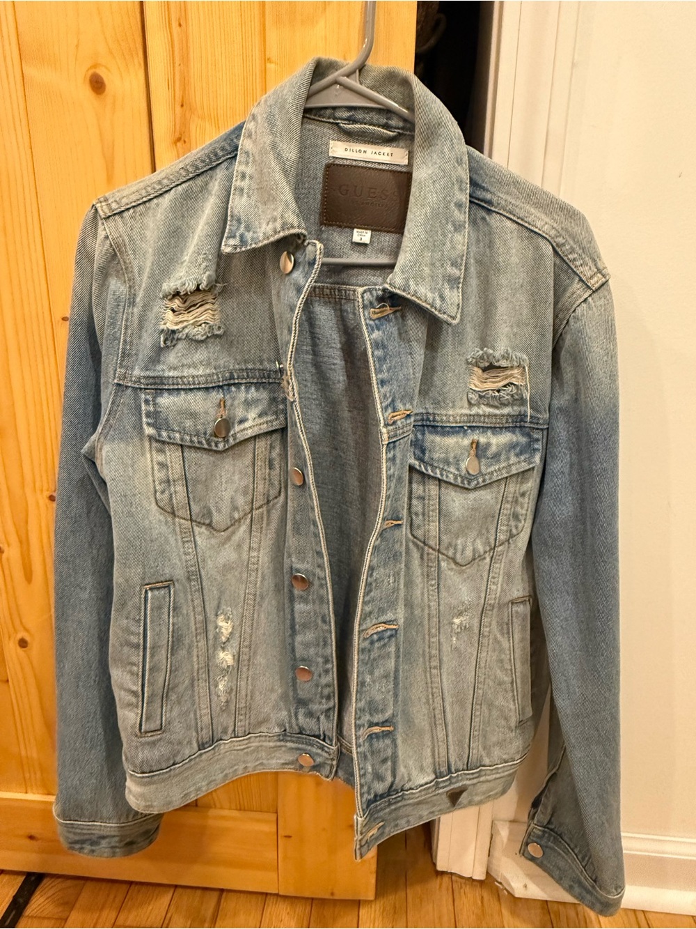 GUESS Light Blue Distressed Men's Denim Jacket